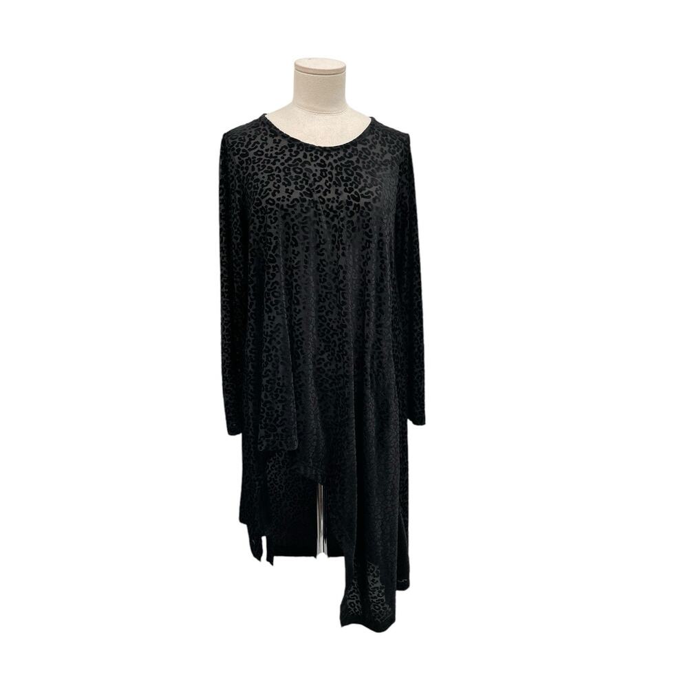 NWT Alembika Leo Flocked Velvet Hi-lo Tunic Top Leopard Black Size 0 US 4-6